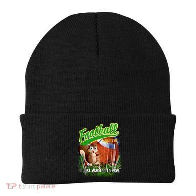 Football Squirrel Runs On The Field Funny Beanie