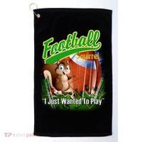 Football Squirrel Runs On The Field Funny Golf Towel thumb 0