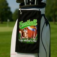Football Squirrel Runs On The Field Funny Golf Towel thumb 2