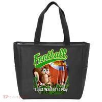 Football Squirrel Runs On The Field Funny Tote Bag thumb 0