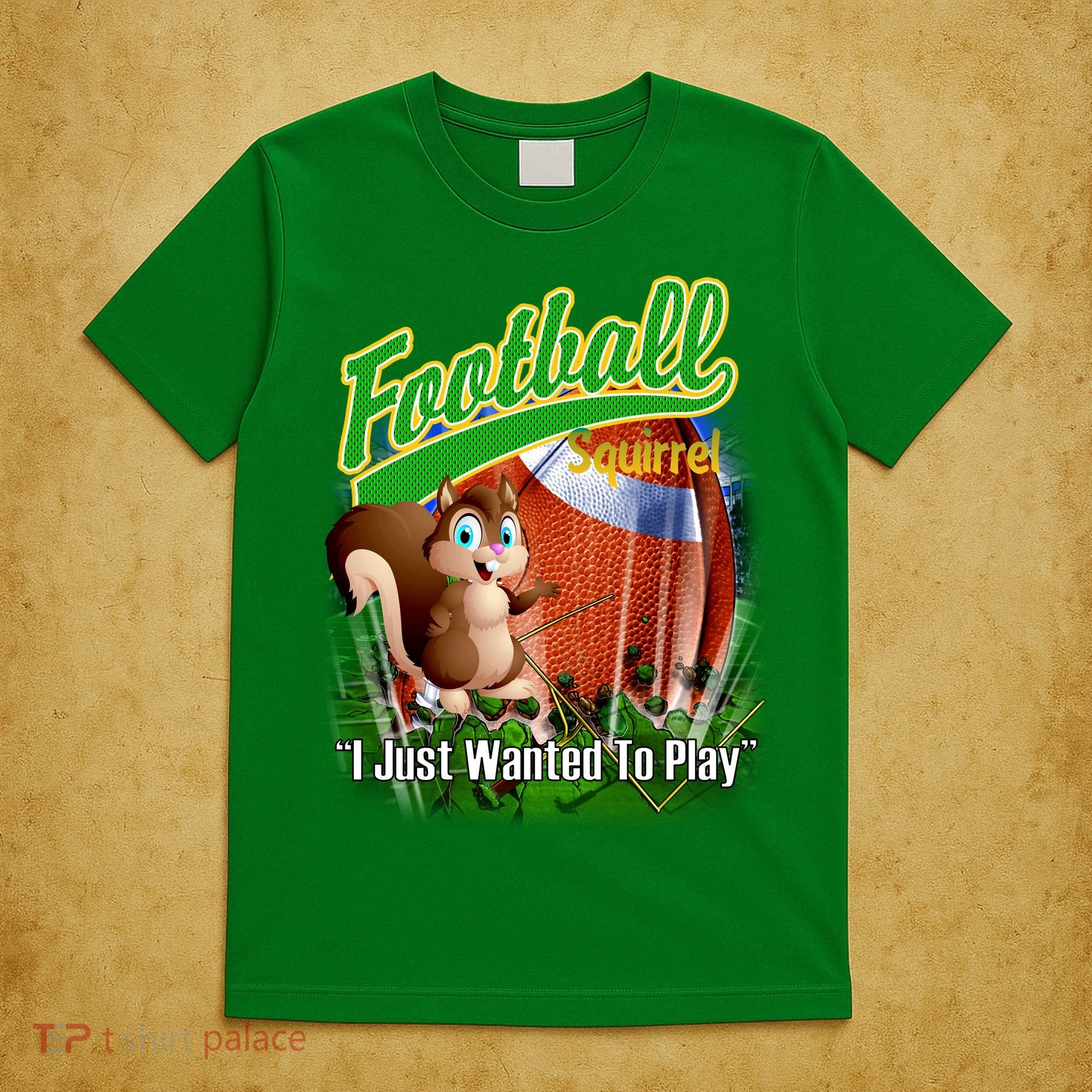 Football Squirrel Runs On The Field Funny T-Shirt