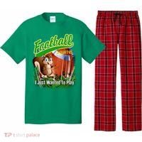Football Squirrel Runs On The Field Funny Pajama Set thumb 0
