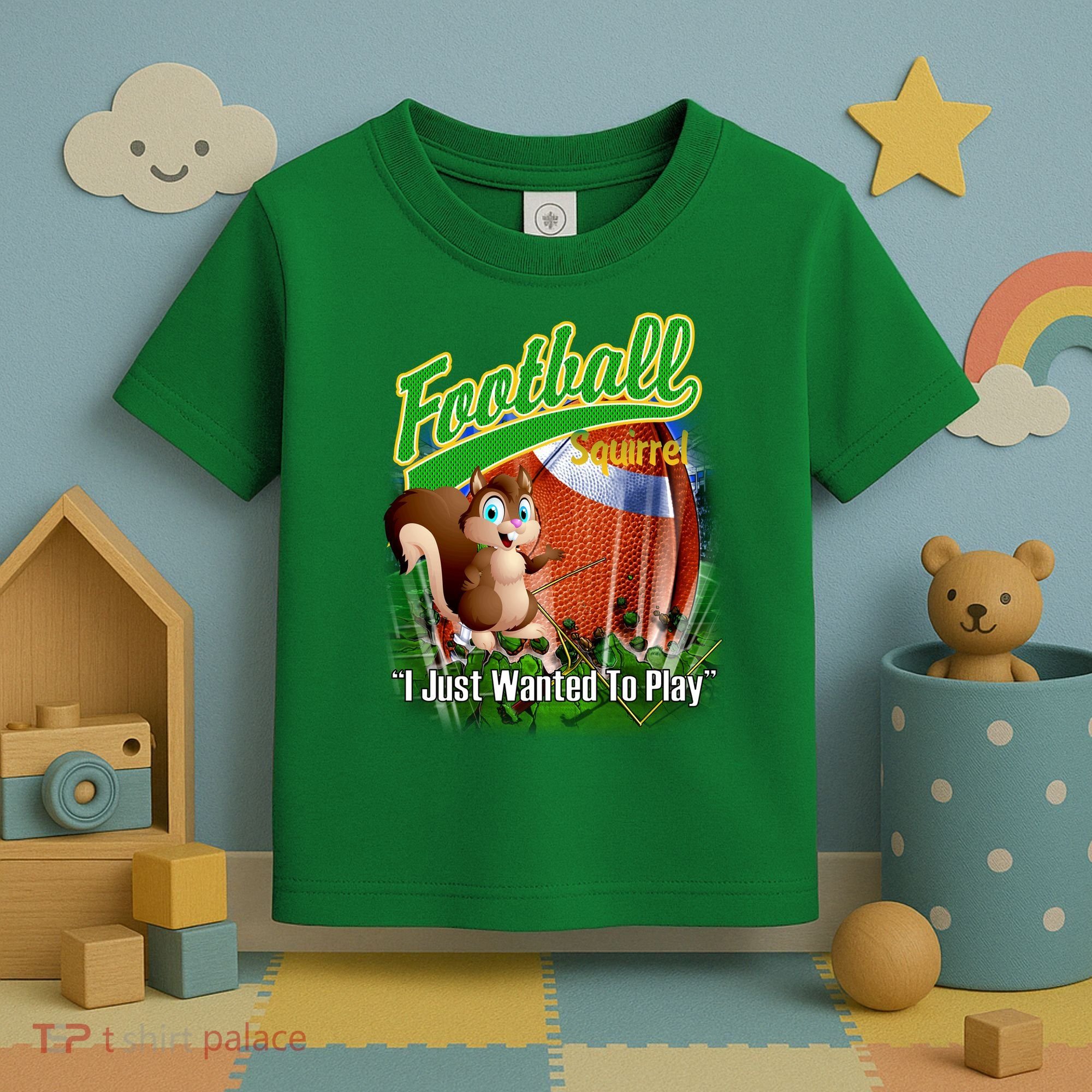 Football Squirrel Runs On The Field Funny Toddler T-Shirt