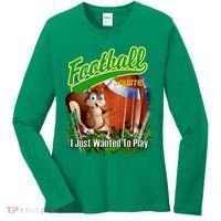 Football Squirrel Runs On The Field Funny Women's Long Sleeve Shirt thumb 0