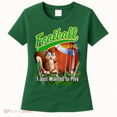 Football Squirrel Runs On The Field Funny Women's T-Shirt