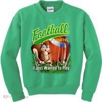 Football Squirrel Runs On The Field Funny Kids Sweatshirt thumb 0
