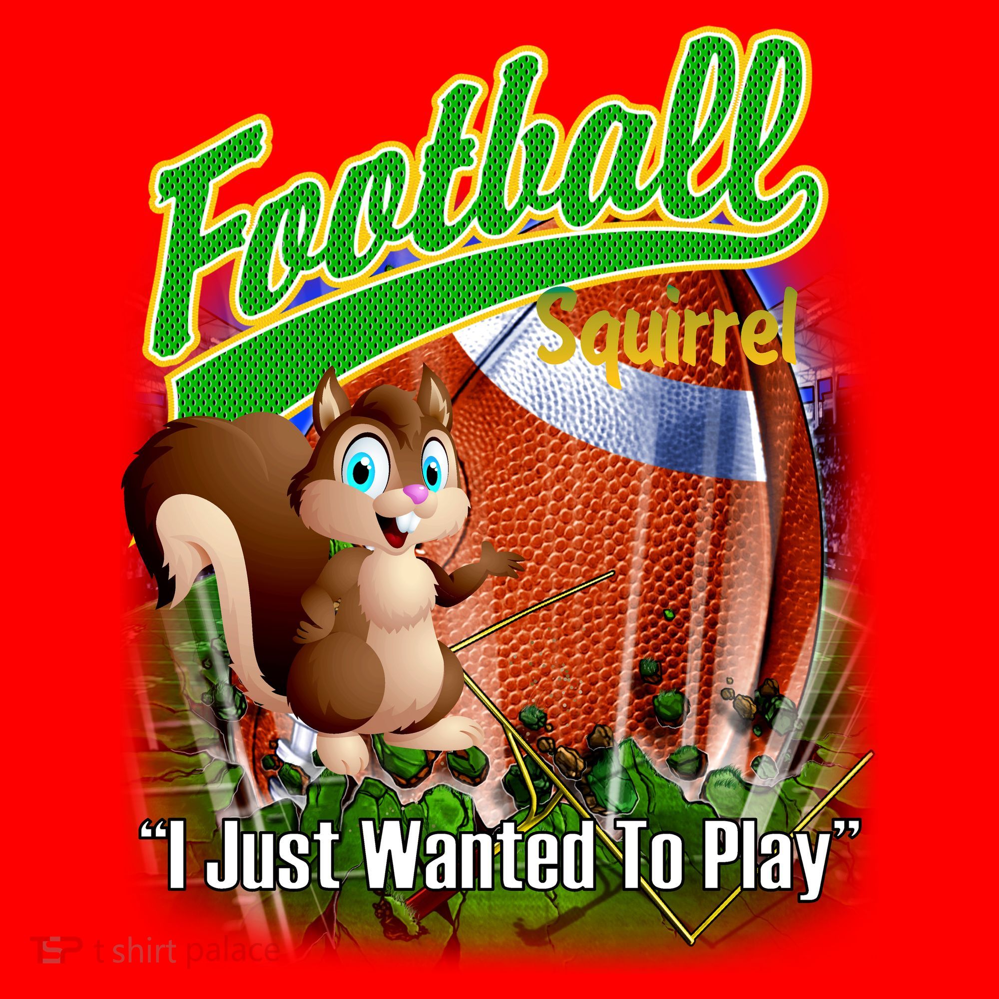 Football Squirrel Runs On The Field Funny Santa Hat
