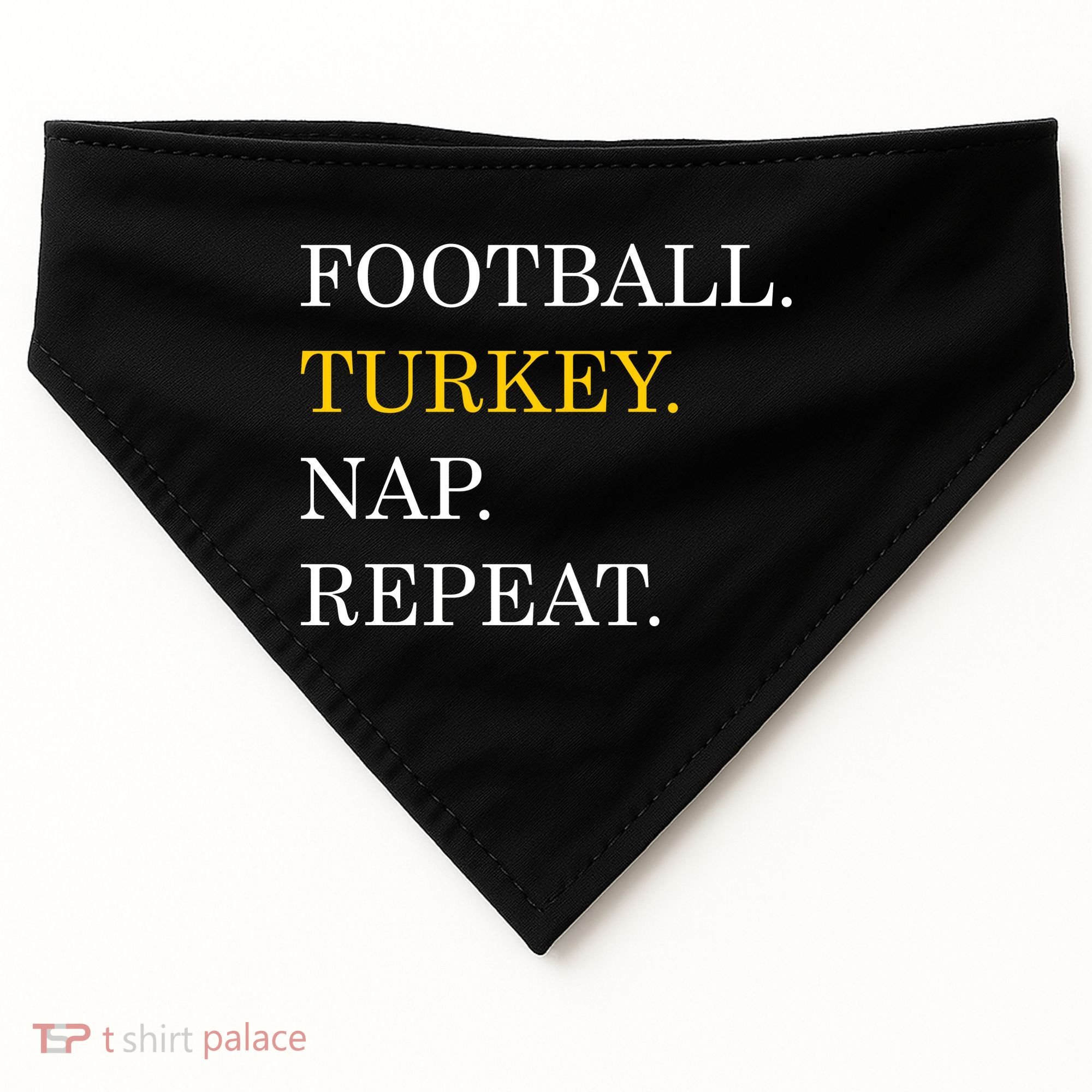 Football Turkey Nap Repeat Thanksgiving USA-Made Doggie Bandana