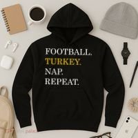 Football Turkey Nap Repeat Thanksgiving Hoodie thumb 3