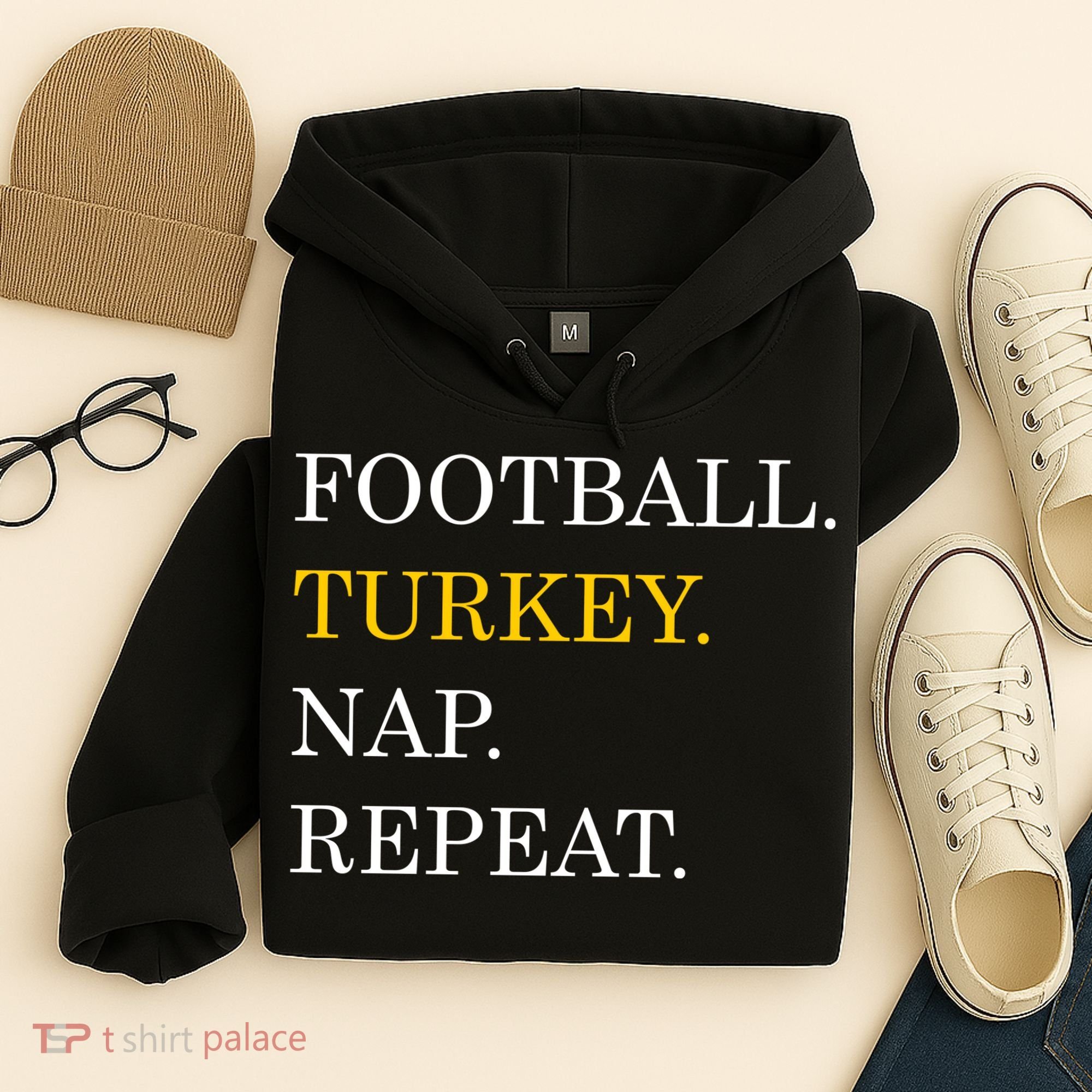 Football Turkey Nap Repeat Thanksgiving Hoodie
