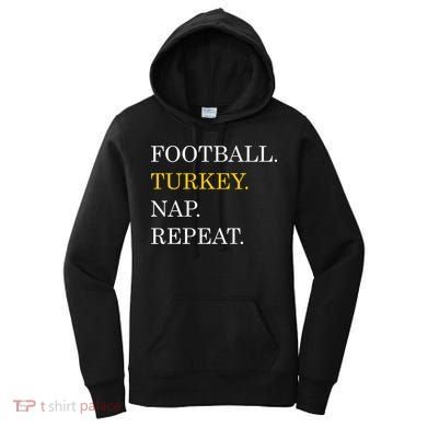Football Turkey Nap Repeat Thanksgiving Women's Hoodie