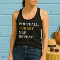Football Turkey Nap Repeat Thanksgiving Women's Tank Top thumb 2