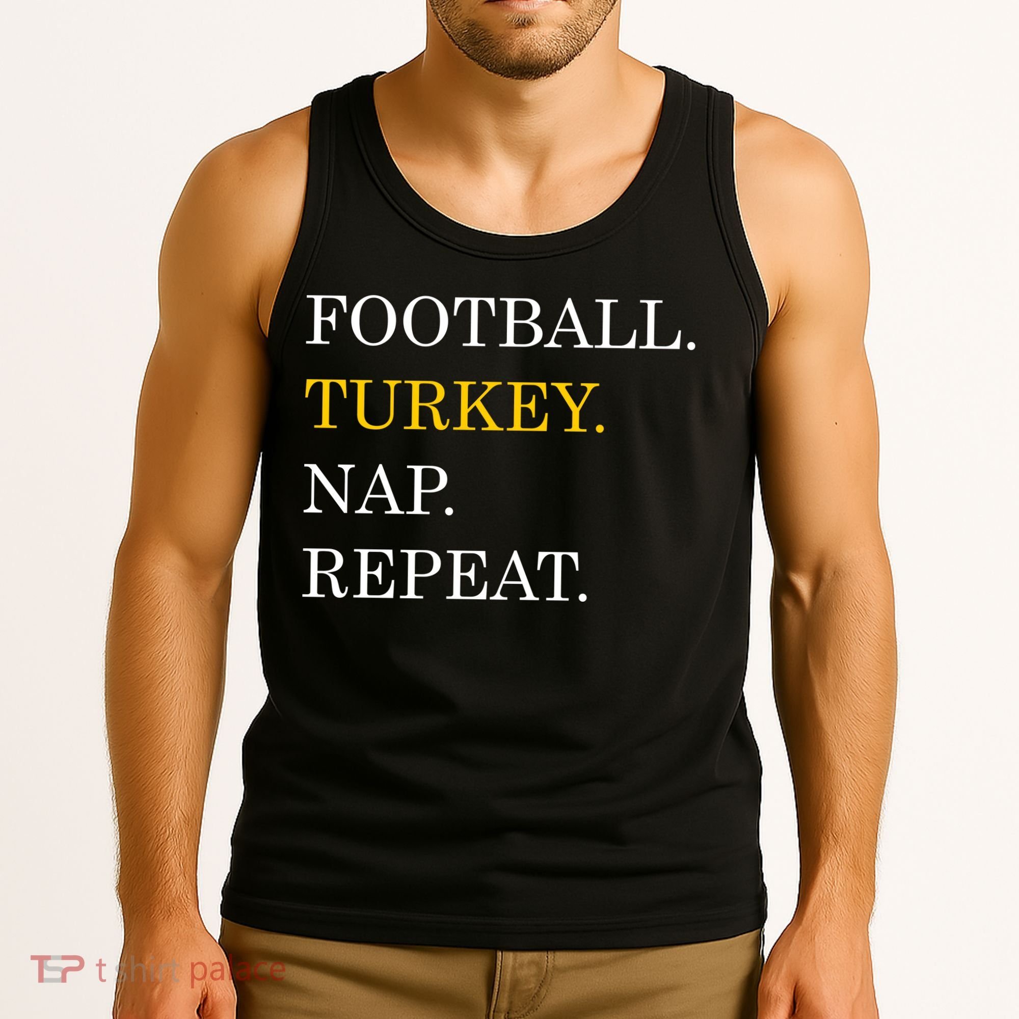 Football Turkey Nap Repeat Thanksgiving Tank Top