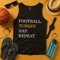 Football Turkey Nap Repeat Thanksgiving Tank Top thumb 4