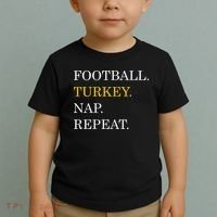 Football Turkey Nap Repeat Thanksgiving Toddler T-Shirt thumb 2