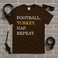 Football Turkey Nap Repeat Thanksgiving T-Shirt thumb 5