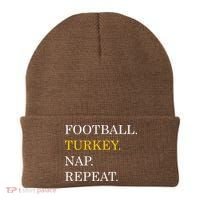Football Turkey Nap Repeat Thanksgiving Beanie thumb 0