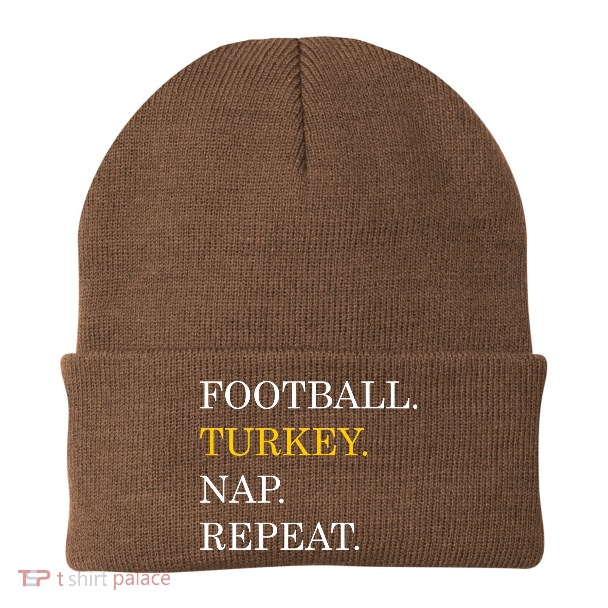 Football Turkey Nap Repeat Thanksgiving Beanie