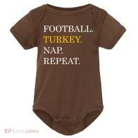 Football Turkey Nap Repeat Thanksgiving Baby Bodysuit thumb 0