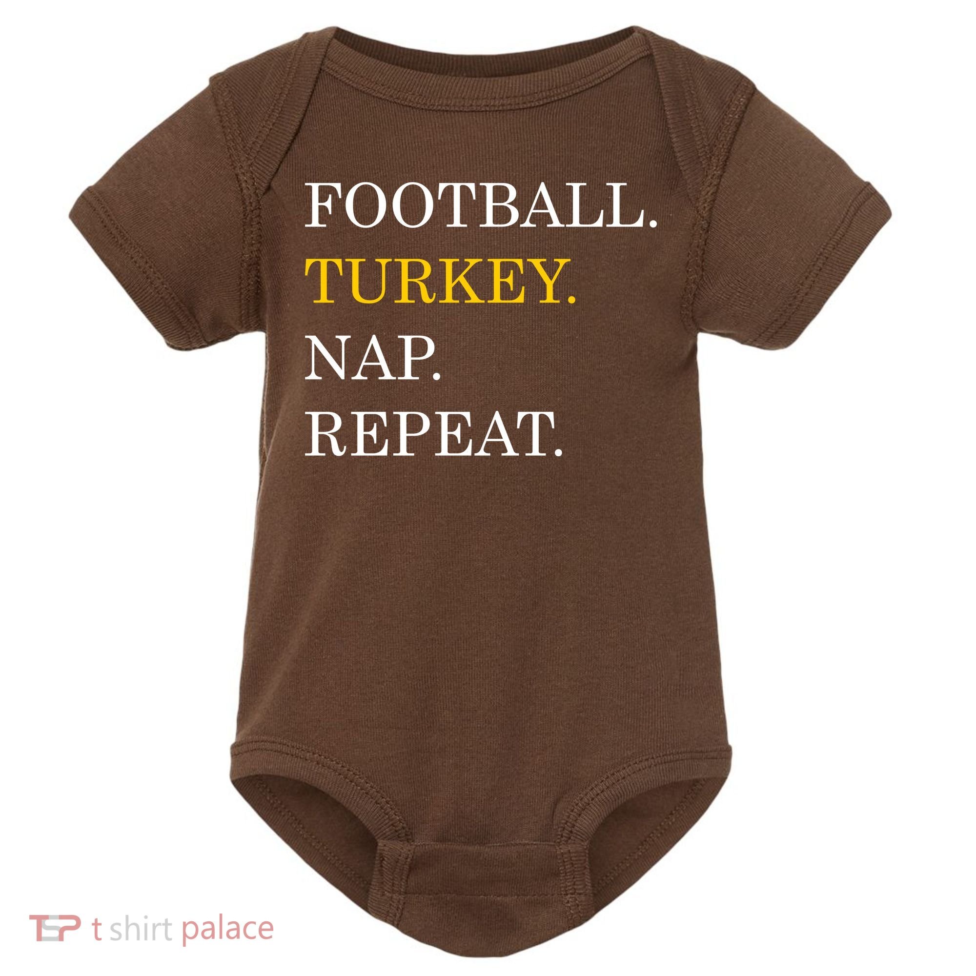 Football Turkey Nap Repeat Thanksgiving Baby Bodysuit