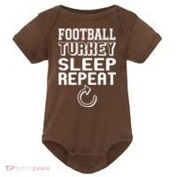 Football Turkey Sleep Repeat Baby Bodysuit thumb 0
