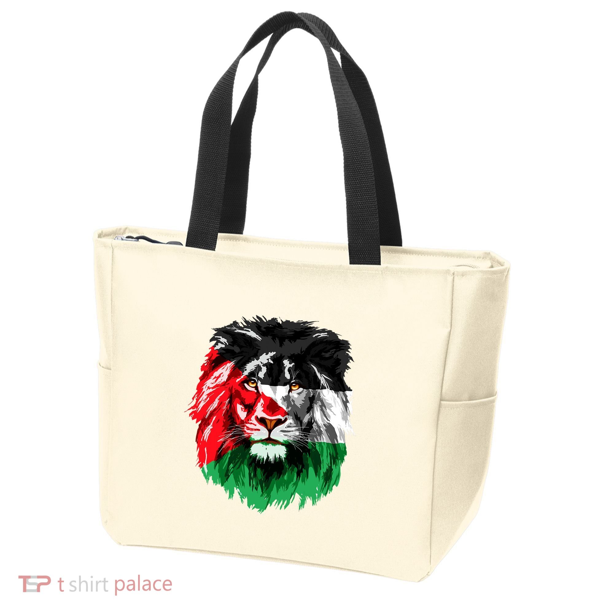 Flag Of Palestine Lion Face Palestine Flag Tote Bag