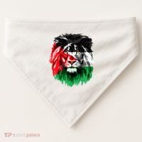 Flag Of Palestine Lion Face Palestine Flag USA-Made Doggie Bandana thumb 0