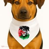 Flag Of Palestine Lion Face Palestine Flag USA-Made Doggie Bandana thumb 1