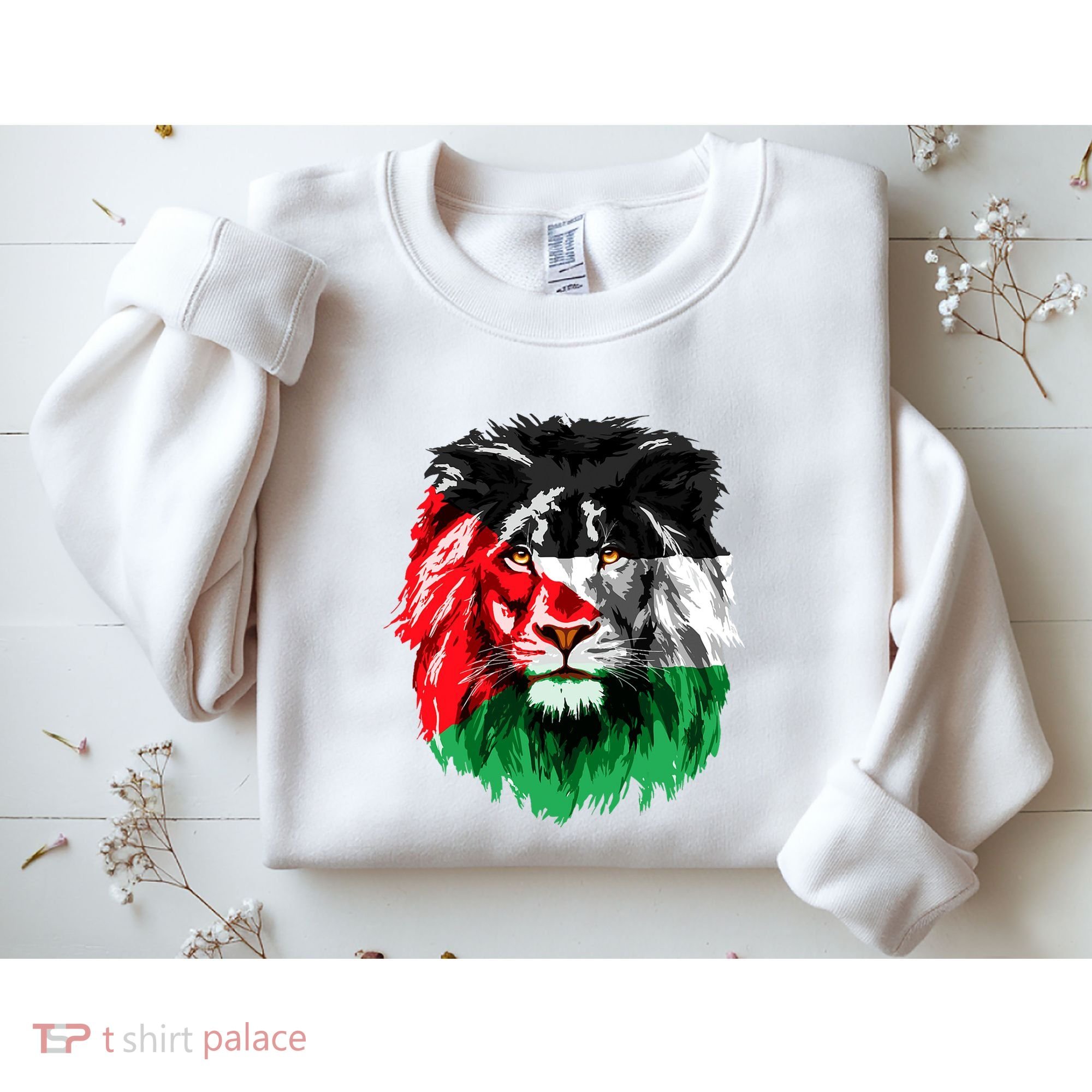 Flag Of Palestine Lion Face Palestine Flag Sweatshirt