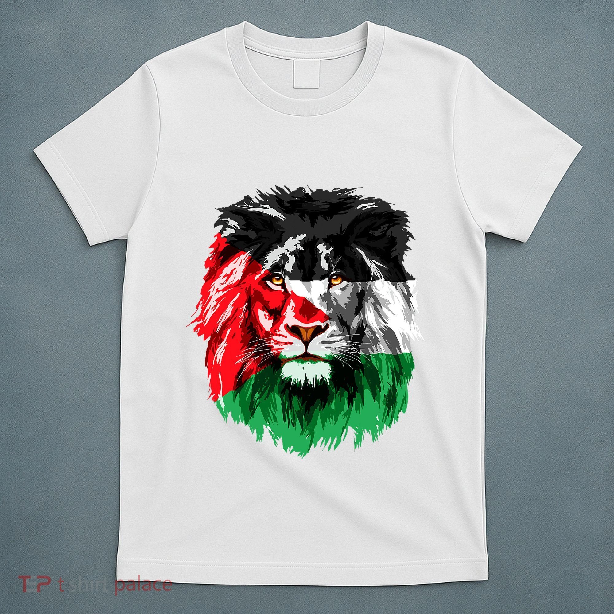 Flag Of Palestine Lion Face Palestine Flag T-Shirt