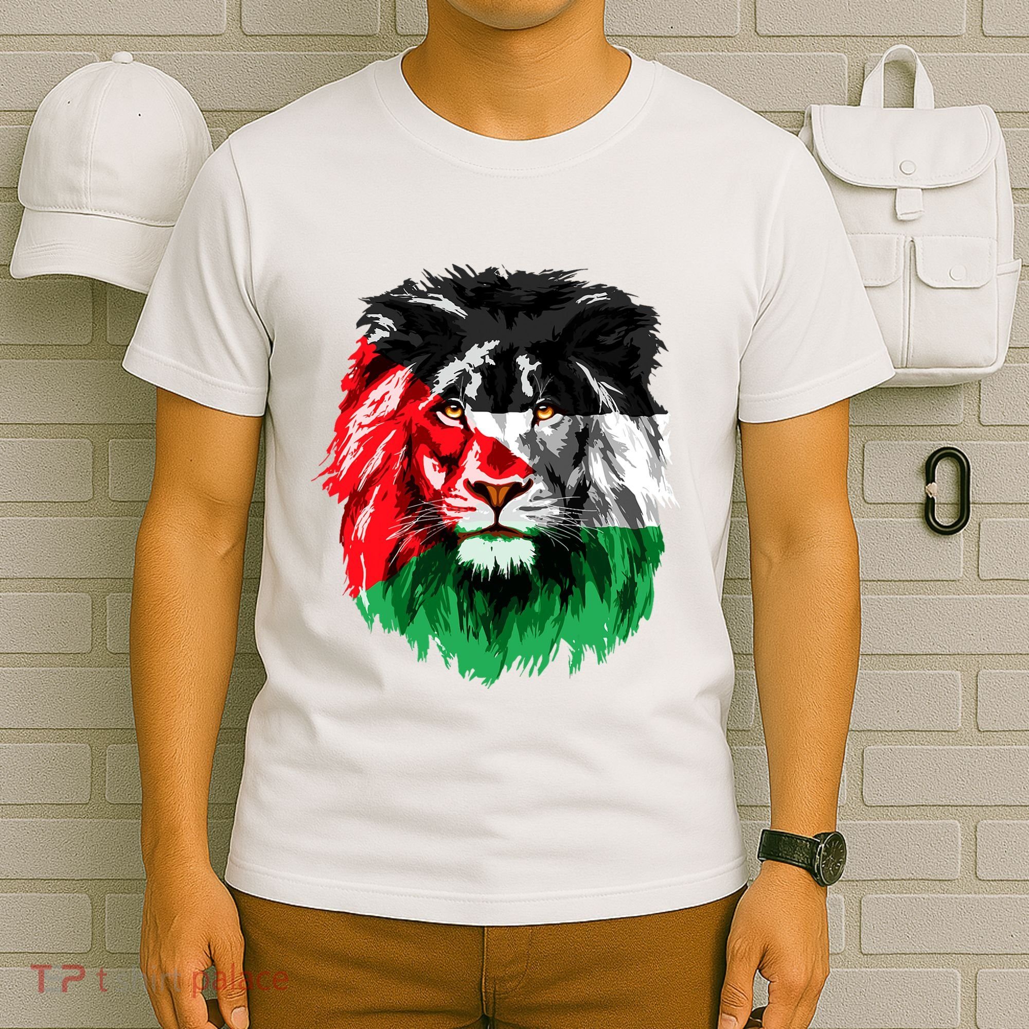 Flag Of Palestine Lion Face Palestine Flag T-Shirt