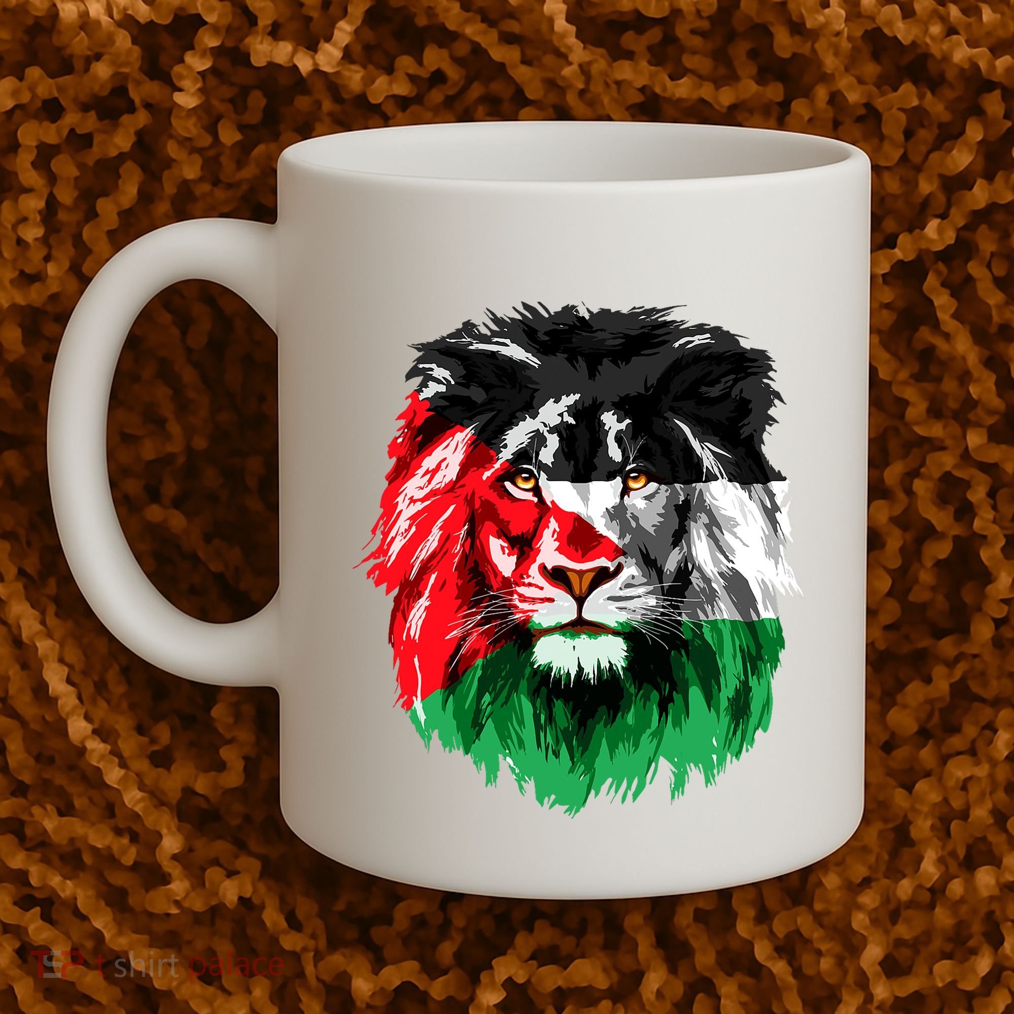 Flag Of Palestine Lion Face Palestine Flag Coffee Mug