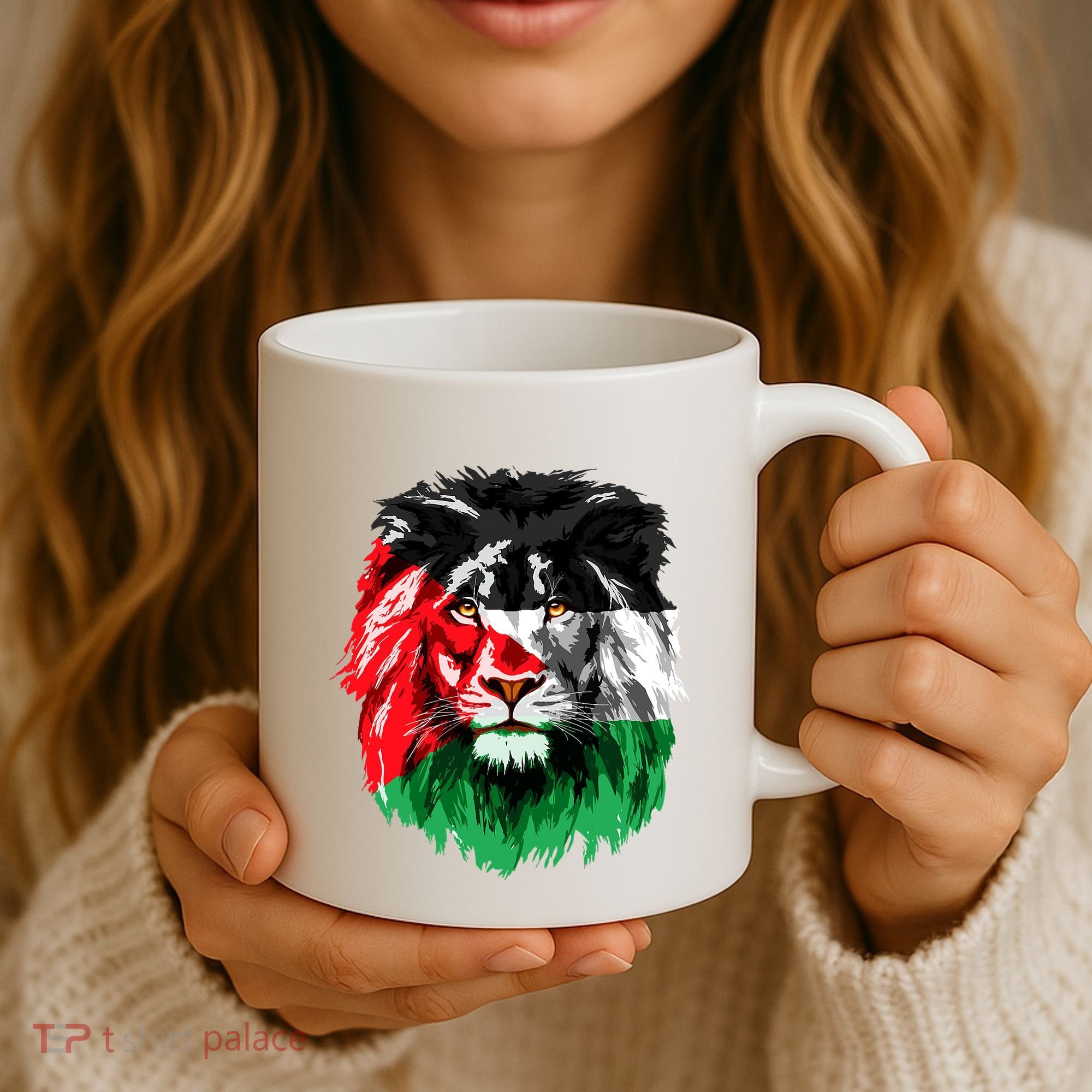 Flag Of Palestine Lion Face Palestine Flag Coffee Mug