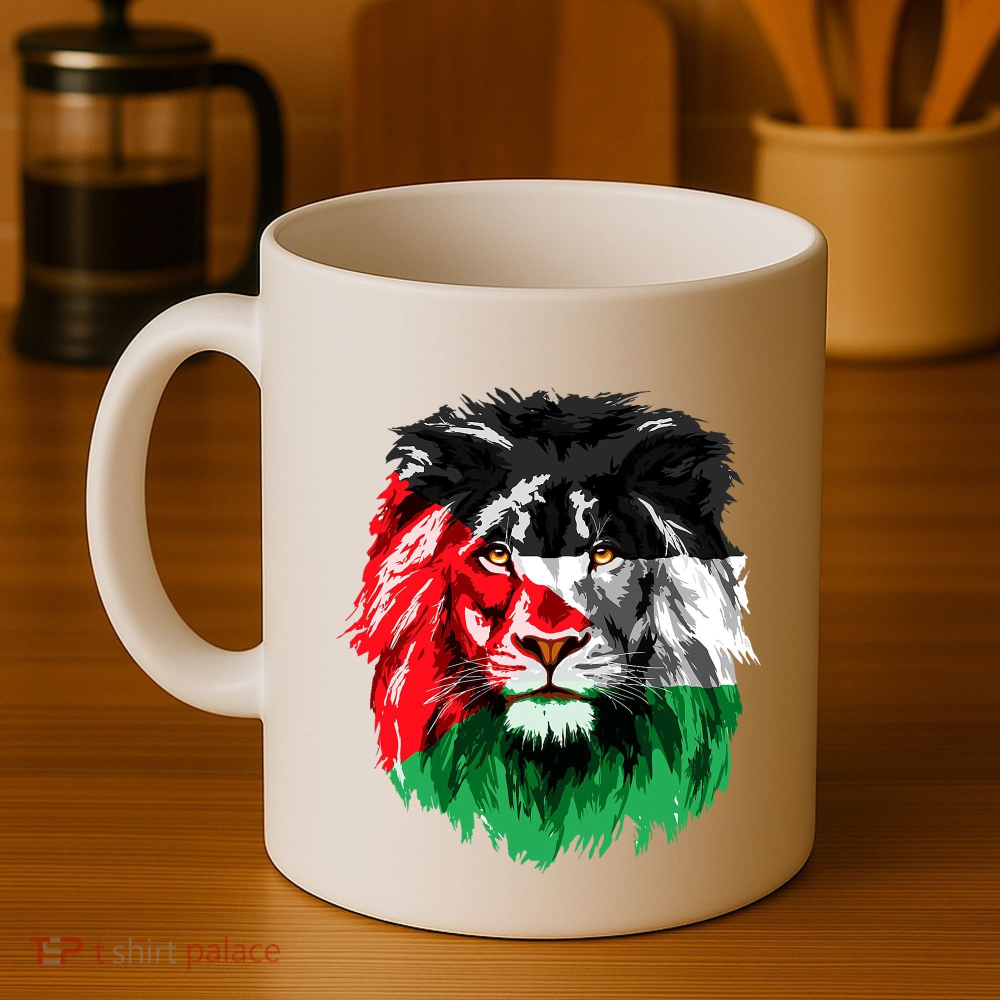 Flag Of Palestine Lion Face Palestine Flag Coffee Mug
