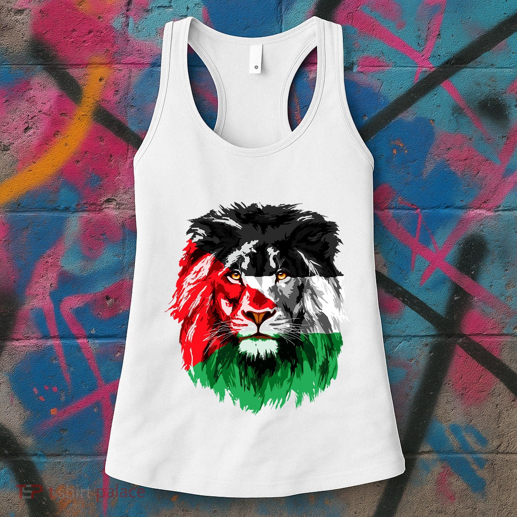 Flag Of Palestine Lion Face Palestine Flag Women's Tank Top