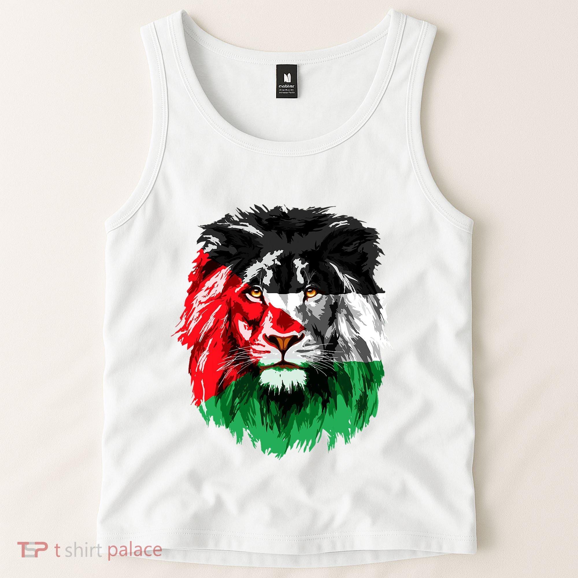 Flag Of Palestine Lion Face Palestine Flag Tank Top