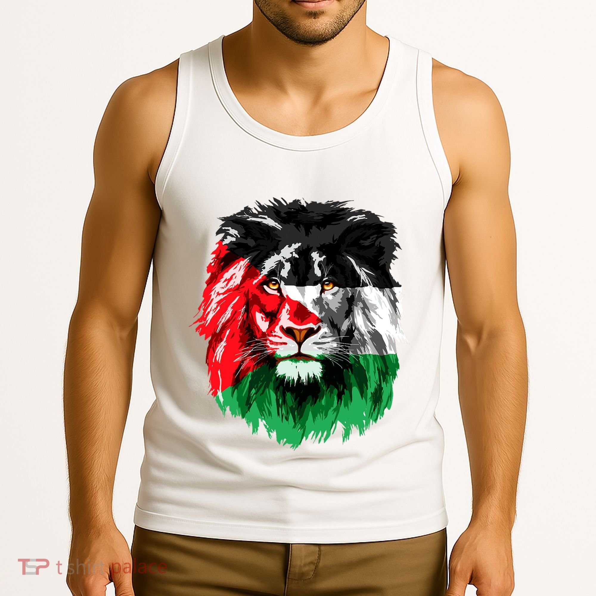 Flag Of Palestine Lion Face Palestine Flag Tank Top