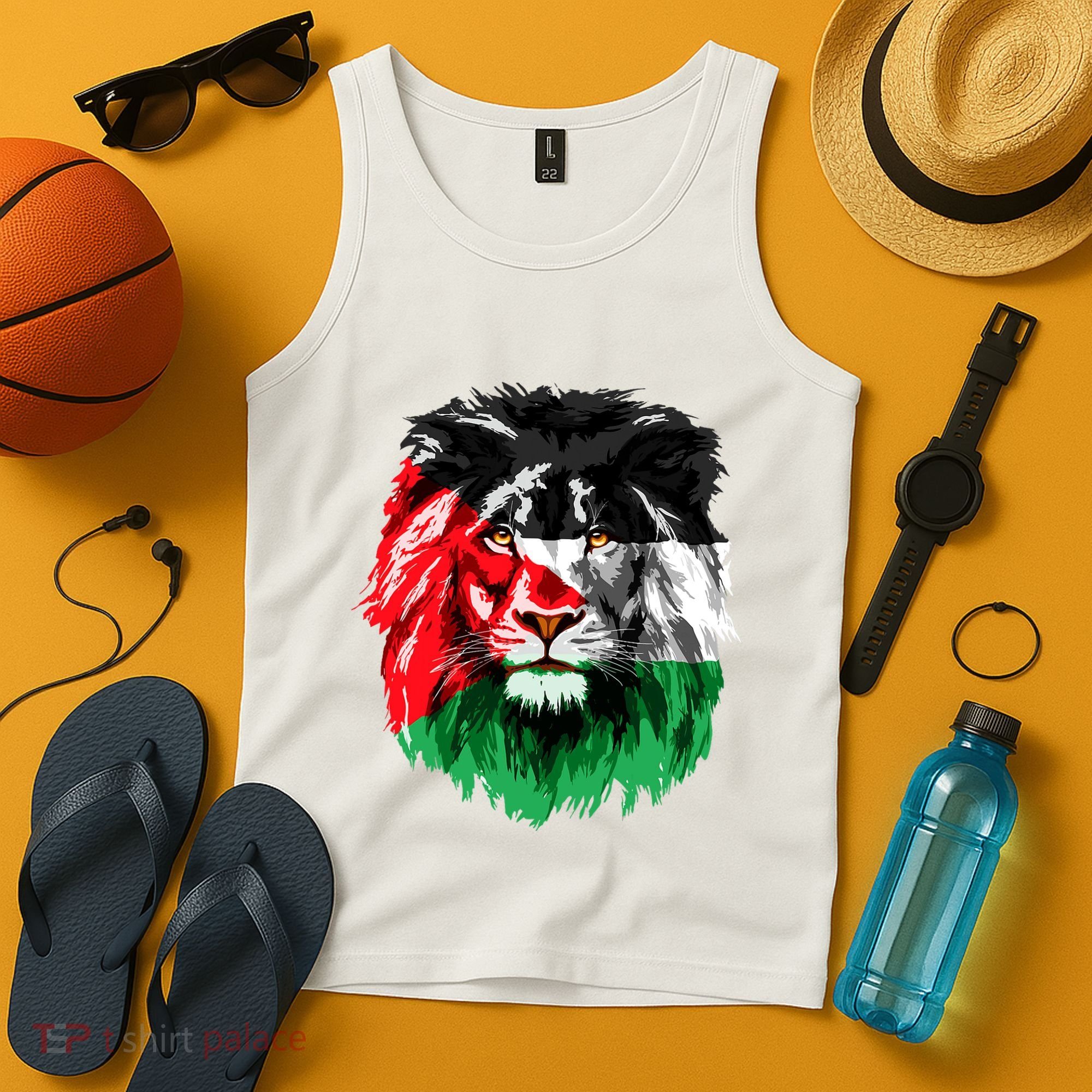 Flag Of Palestine Lion Face Palestine Flag Tank Top