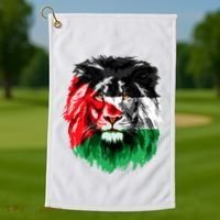 Flag Of Palestine Lion Face Palestine Flag Golf Towel thumb 1
