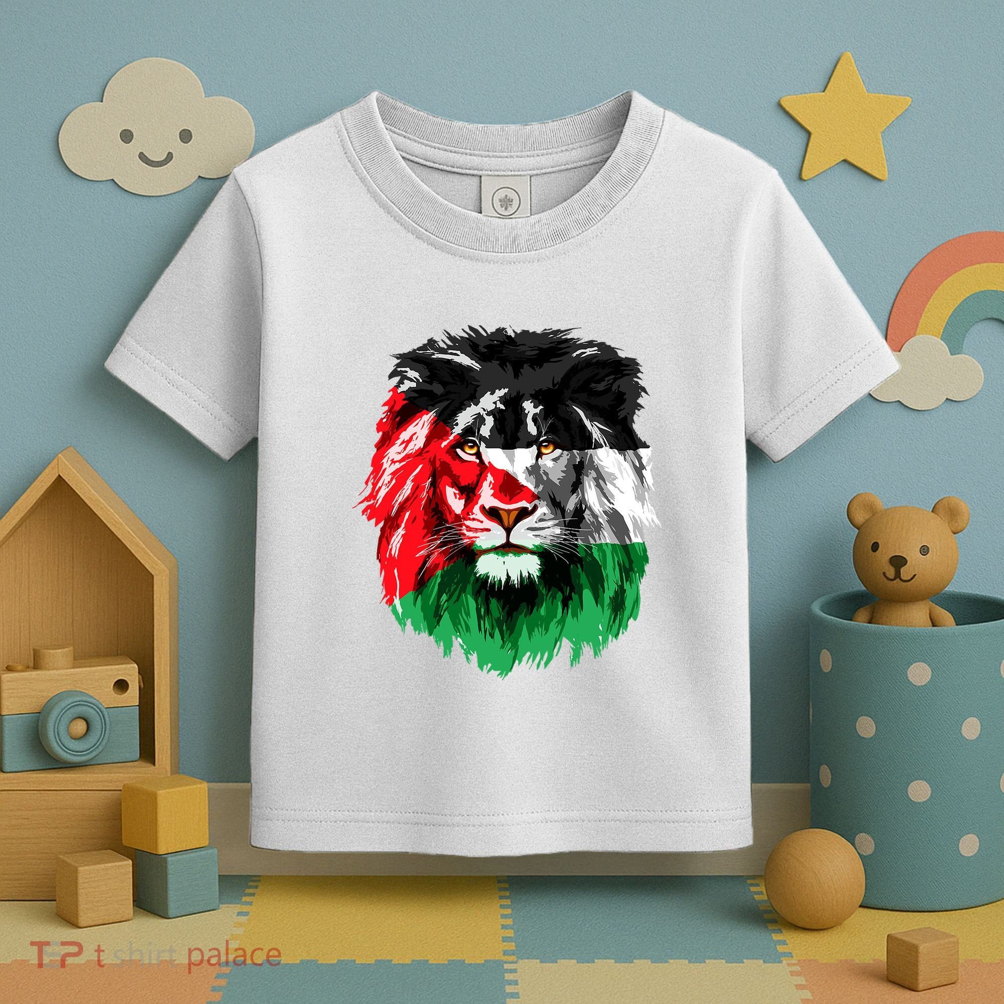 Flag Of Palestine Lion Face Palestine Flag Toddler T-Shirt