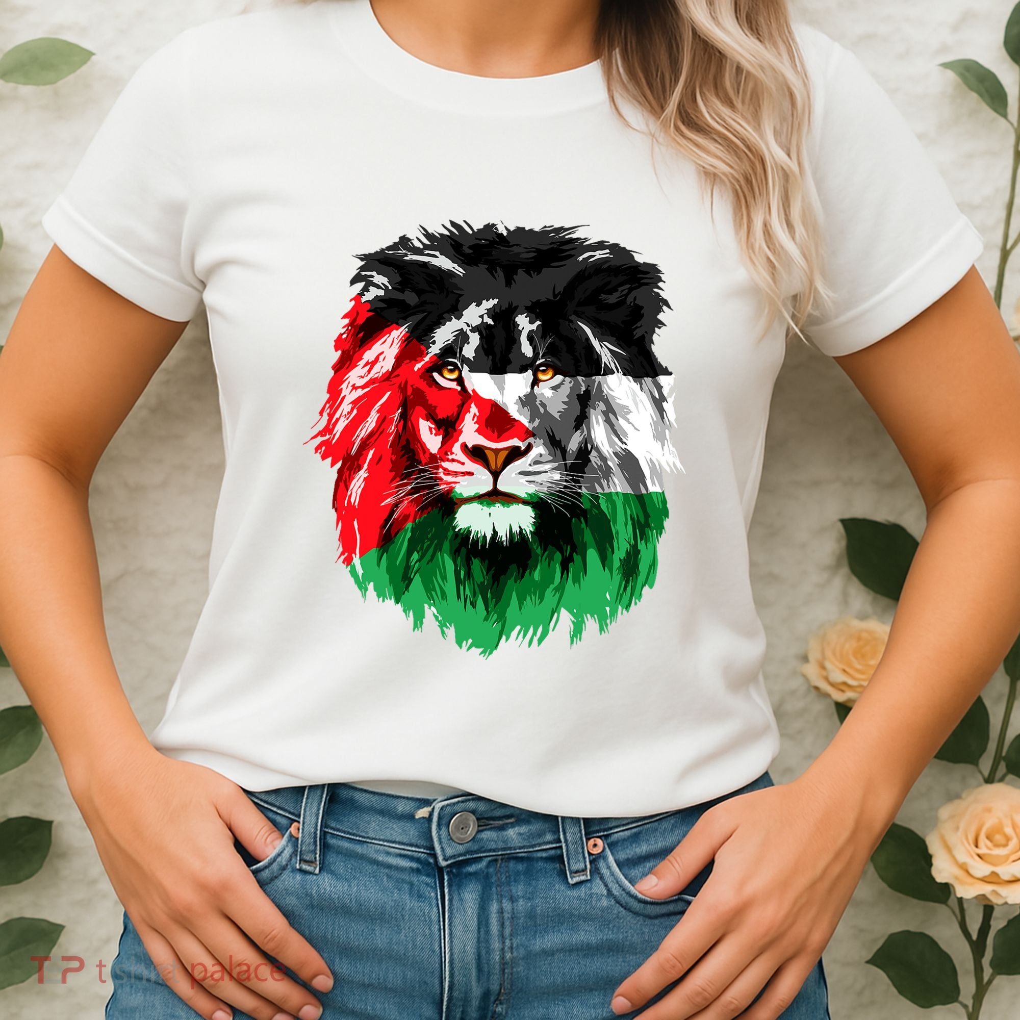 Flag Of Palestine Lion Face Palestine Flag Women's T-Shirt