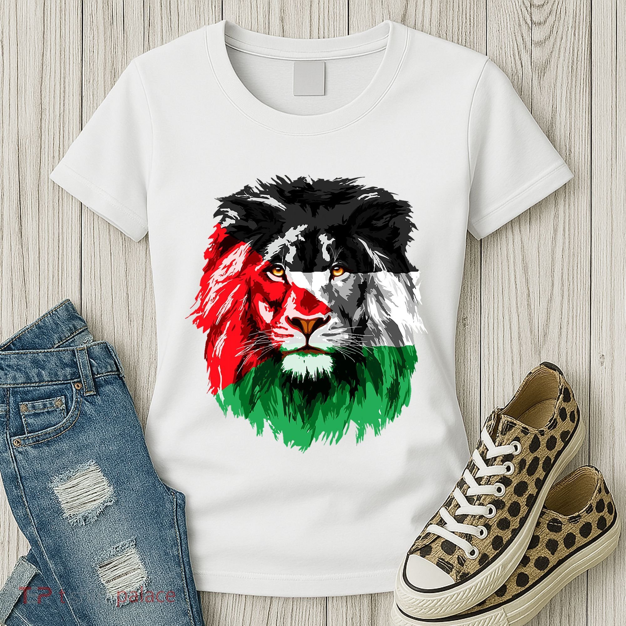 Flag Of Palestine Lion Face Palestine Flag Women's T-Shirt