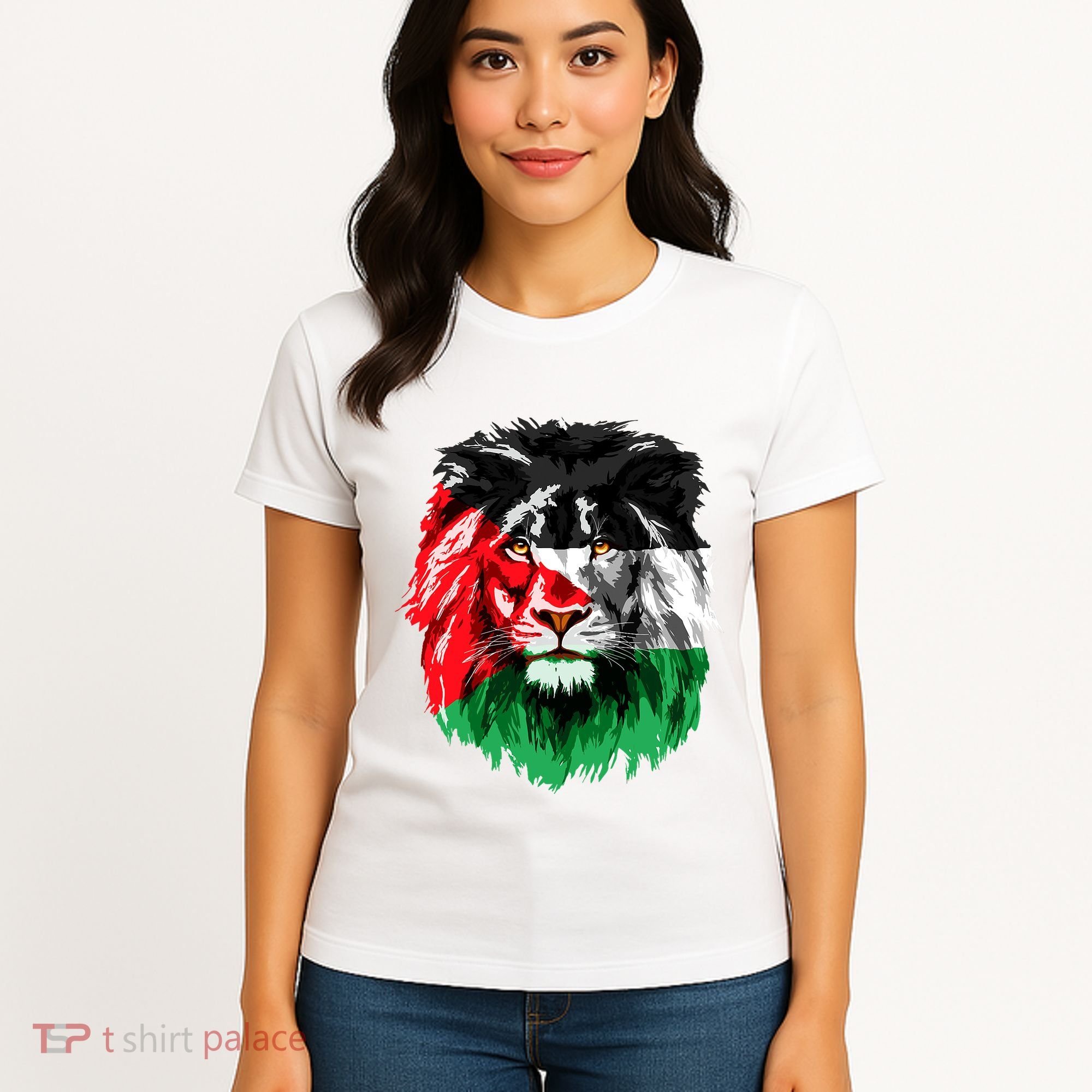 Flag Of Palestine Lion Face Palestine Flag Women's T-Shirt