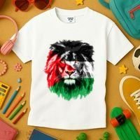 Flag Of Palestine Lion Face Palestine Flag Kids T-Shirt thumb 3