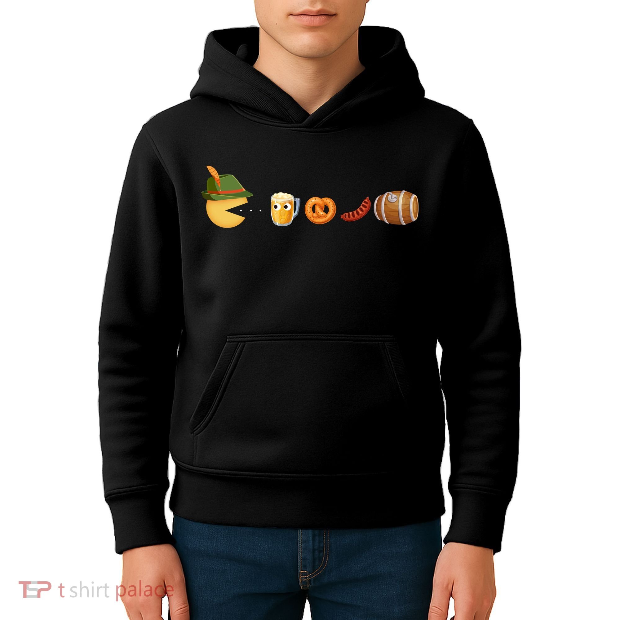 Funny Oktoberfest Pac Man Game Kids Hoodie