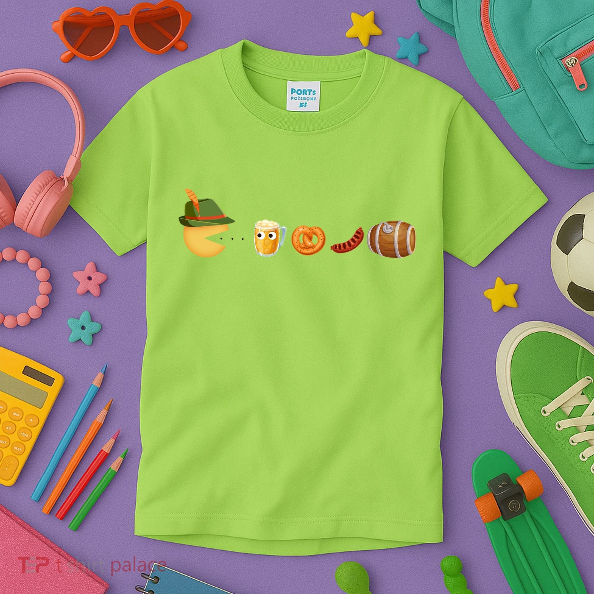Funny Oktoberfest Pac Man Game Kids T-Shirt