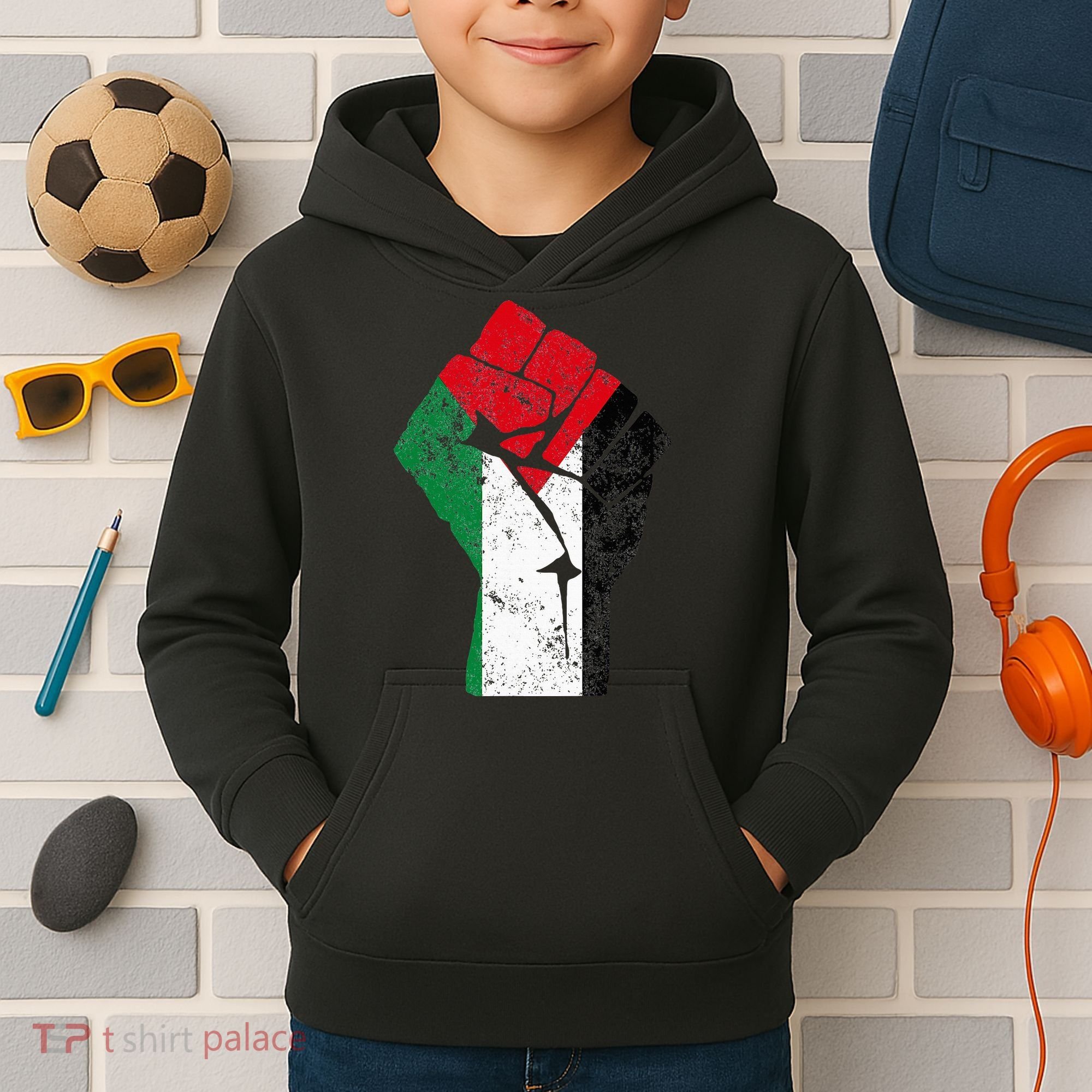 Fist of Palestine Free Palestine Kids Hoodie