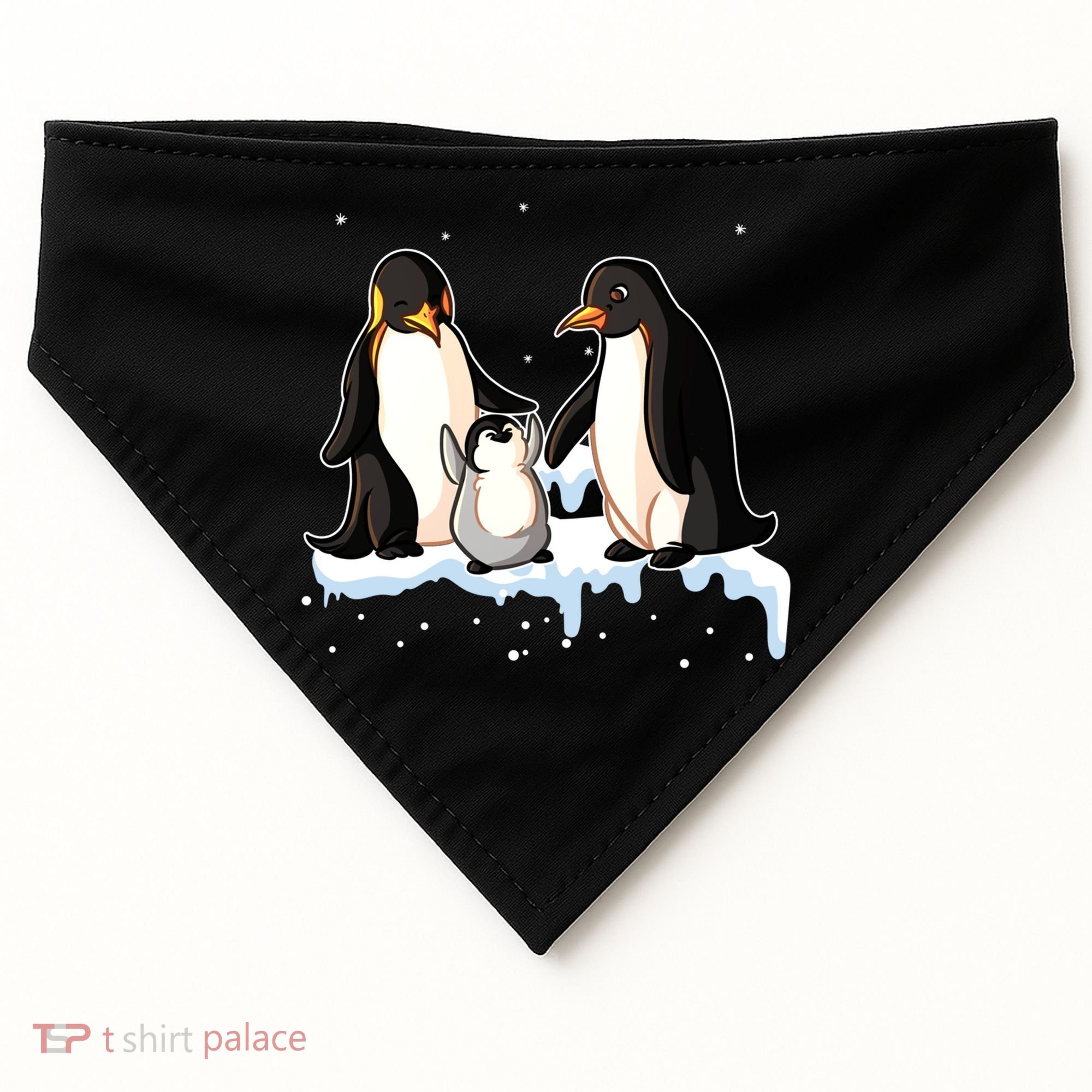 Family Of Penguin Funny Gift USA-Made Doggie Bandana