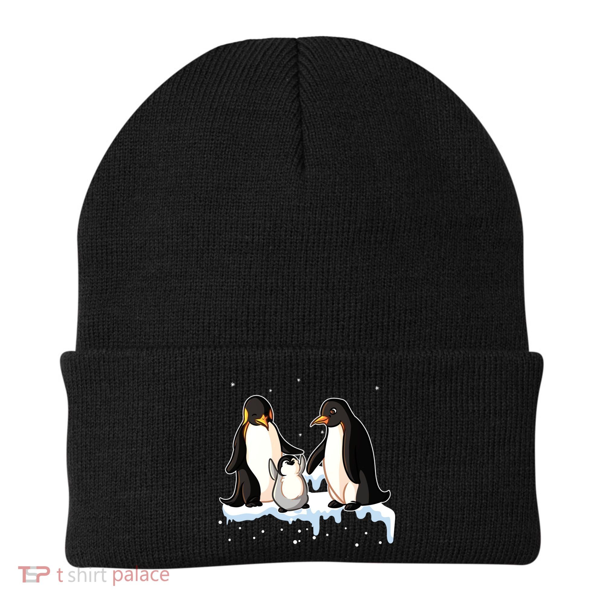 Family Of Penguin Funny Gift Beanie
