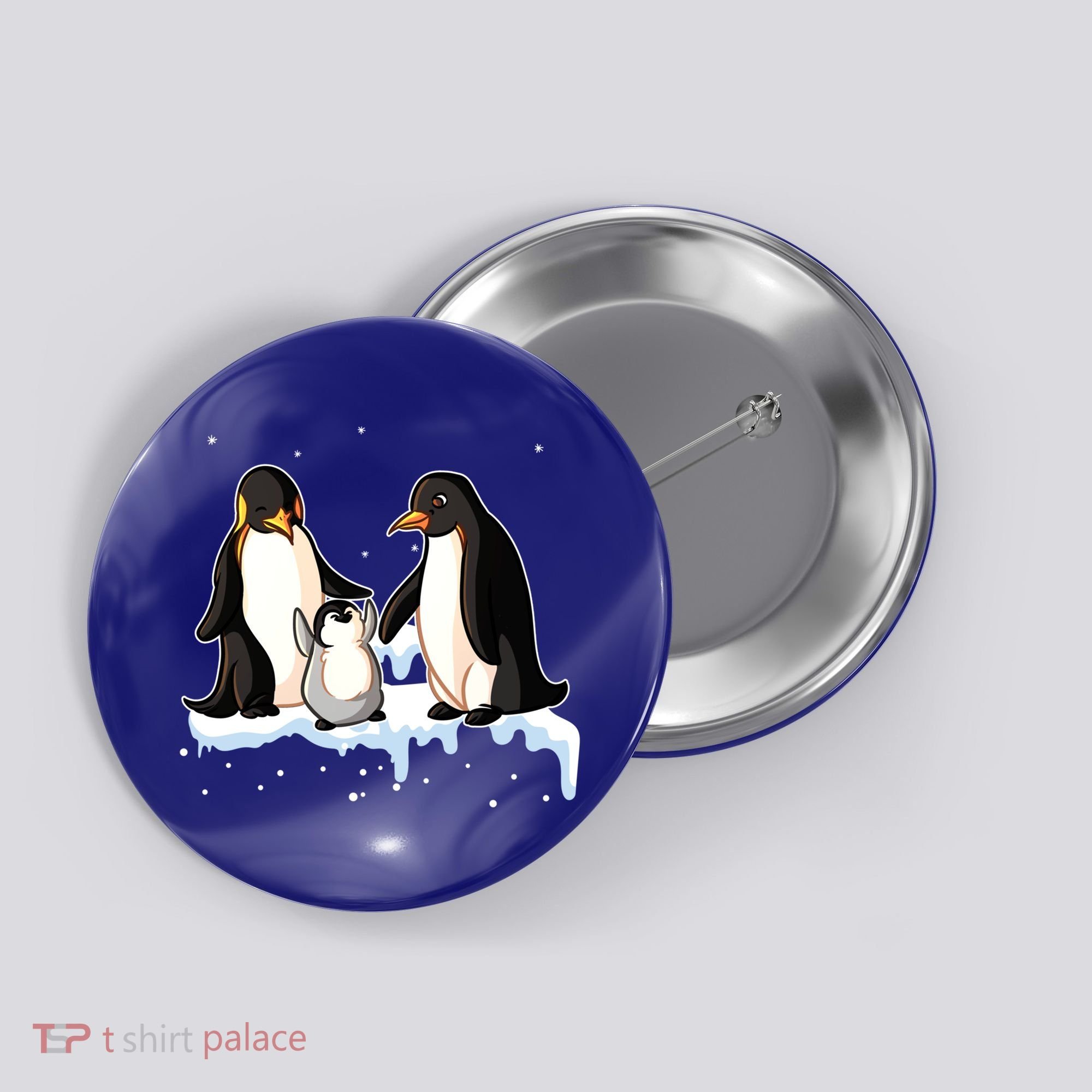 Family Of Penguin Funny Gift Button
